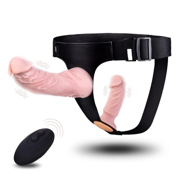 Harness Strap-On Vibration Realistic Dildos with 10 Strong Modes 2 Dildos